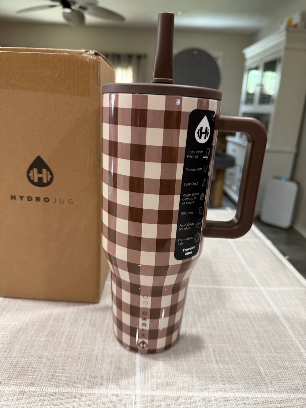 HydroJug x ACTA Brown Gingham Traveler 40oz